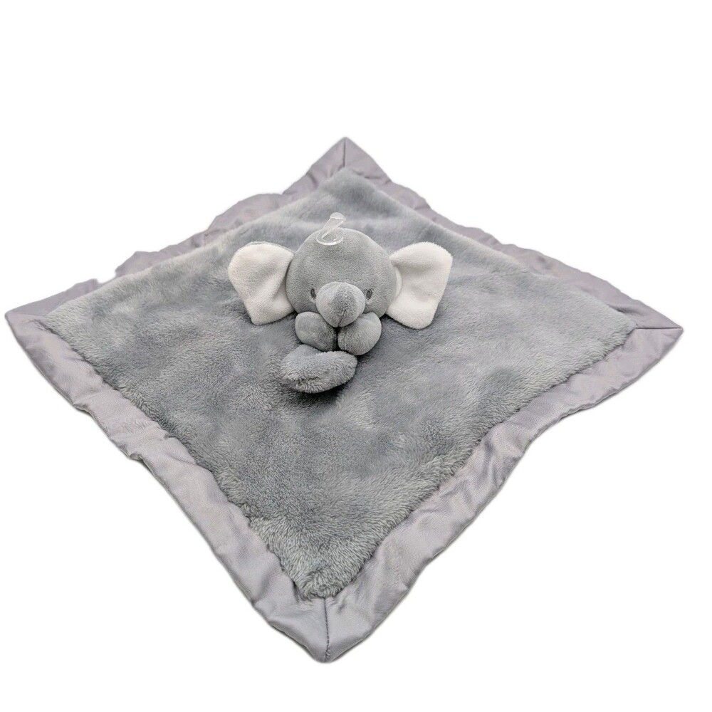 Carter's Gray Elephant Plush Lovey Security Blanket Satin Trim 14" 2023